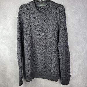 IRELAND’S EYE VIRGIN‎ WOOL NAVY CABLE KNIT SWEATER Size L